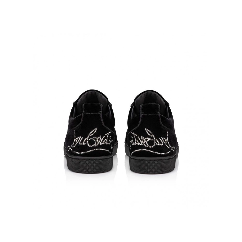 Knockoff Christian Louboutin Fun Louis Junior Plum Strass Sneakers Black, Fake Christian Louboutin Shoes