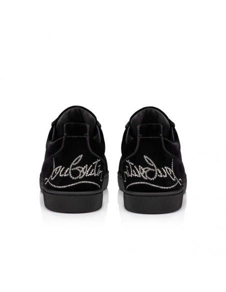Knockoff Christian Louboutin Fun Louis Junior Plum Strass Sneakers Black, Fake Christian Louboutin Shoes