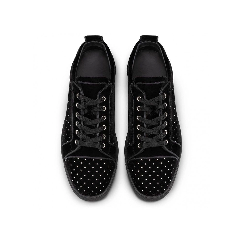 Knockoff Christian Louboutin Fun Louis Junior Plum Strass Sneakers Black, Fake Christian Louboutin Shoes