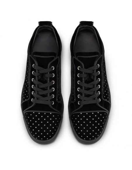 Knockoff Christian Louboutin Fun Louis Junior Plum Strass Sneakers Black, Fake Christian Louboutin Shoes