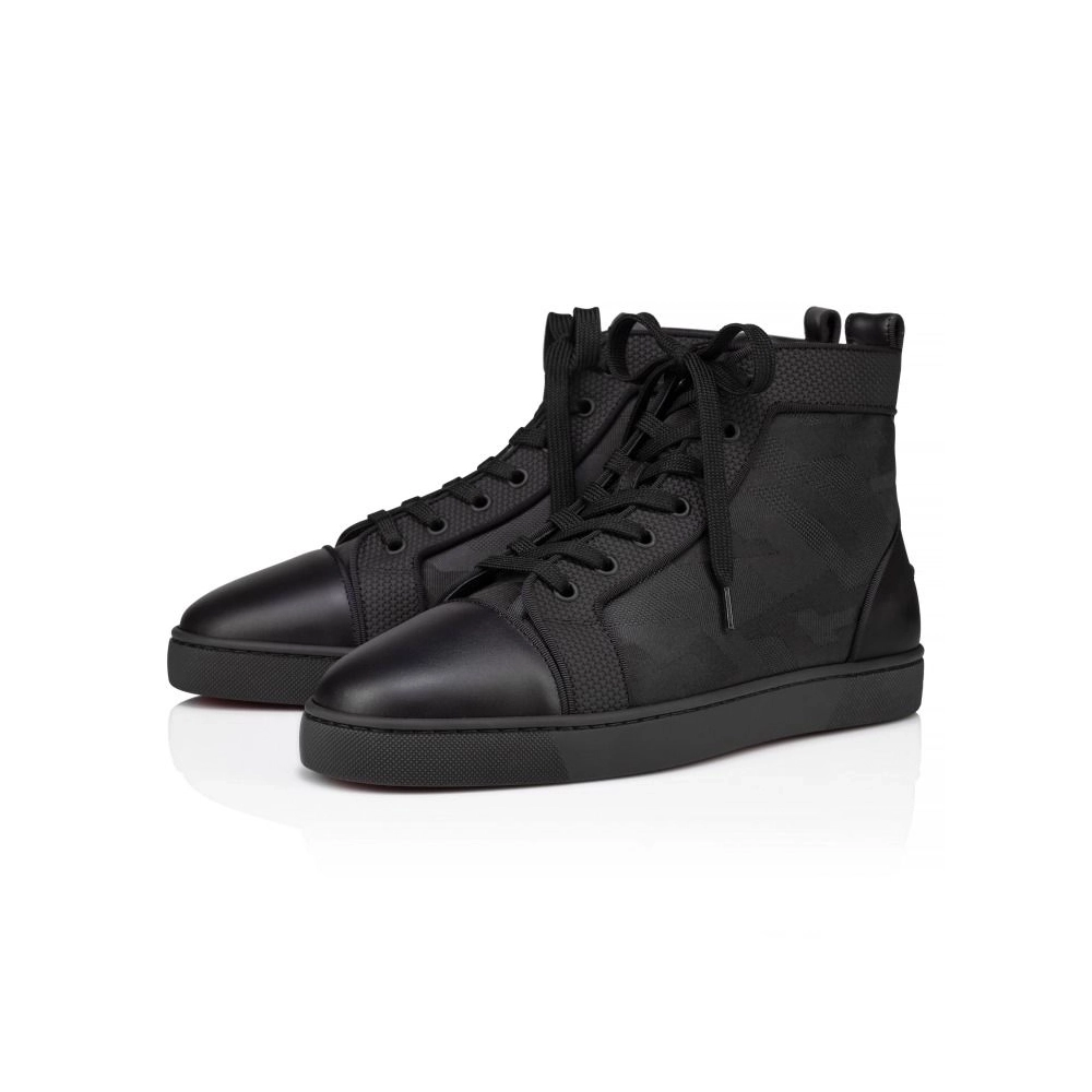 Cheap Christian Louboutin Louis Sneakers Calf Leather And Jacquard Black on Sale