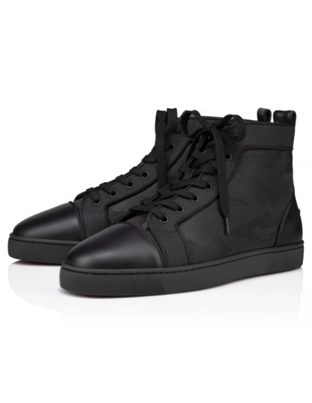 Cheap Christian Louboutin Louis Sneakers Calf Leather And Jacquard Black on Sale