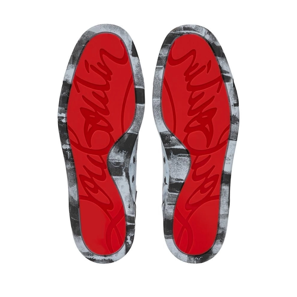 Discount Christian Louboutin Louis High-top Sneakers Leather Pittore Paseo Blue Outlet