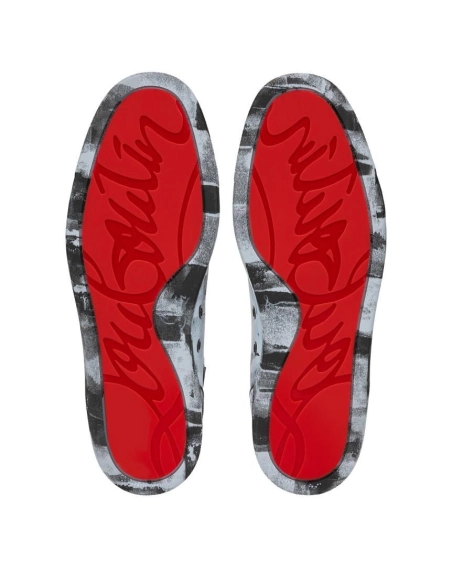 Discount Christian Louboutin Louis High-top Sneakers Leather Pittore Paseo Blue Outlet