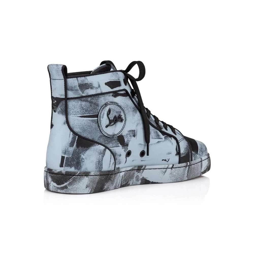 Discount Christian Louboutin Louis High-top Sneakers Leather Pittore Paseo Blue Outlet