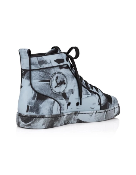 Discount Christian Louboutin Louis High-top Sneakers Leather Pittore Paseo Blue Outlet