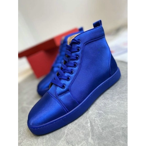 Discount Christian Louboutin Louis Orlato High-top Sneaker Crepe Satin Blue Outlet Online