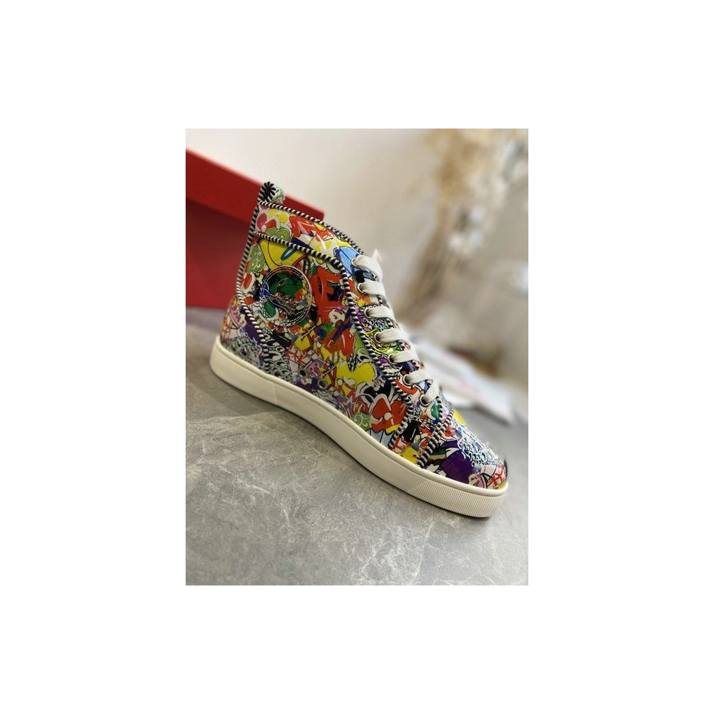 Christian Louboutin Louis Orlato High-top Sneakers Leather Graffiti Imagery Multicolor Outlet Online