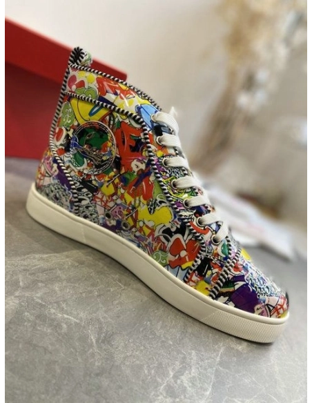 Christian Louboutin Louis Orlato High-top Sneakers Leather Graffiti Imagery Multicolor Outlet Online
