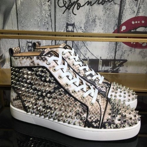 Discount Christian Louboutin Louis Spikes High-top Sneakers Leather And Python Multicolor Outlet