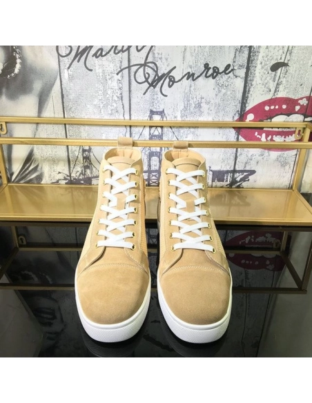Christian Louboutin Louis Orlato High-Top Sneakers Suede Leather Sand Outlet Online