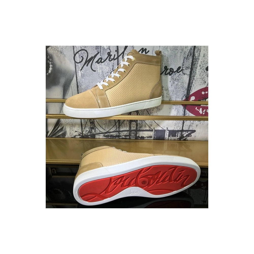Christian Louboutin Louis Orlato High-Top Sneakers Suede Leather Sand Outlet Online