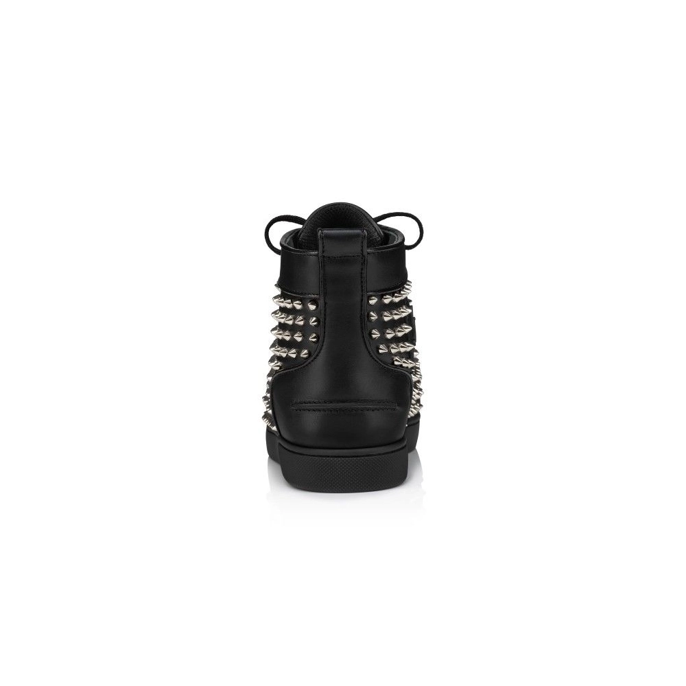 Fake Christian Louboutin Louis Night Spikes High-Top Sneakers Calf and Nappa Leather Black