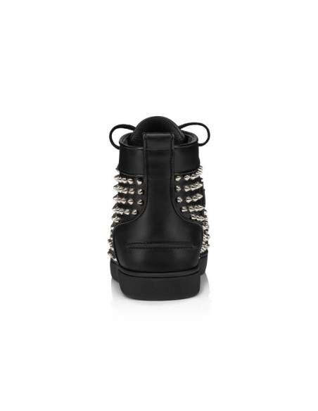 Fake Christian Louboutin Louis Night Spikes High-Top Sneakers Calf and Nappa Leather Black