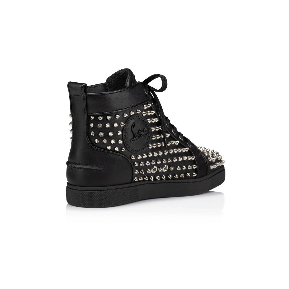 Fake Christian Louboutin Louis Night Spikes High-Top Sneakers Calf and Nappa Leather Black