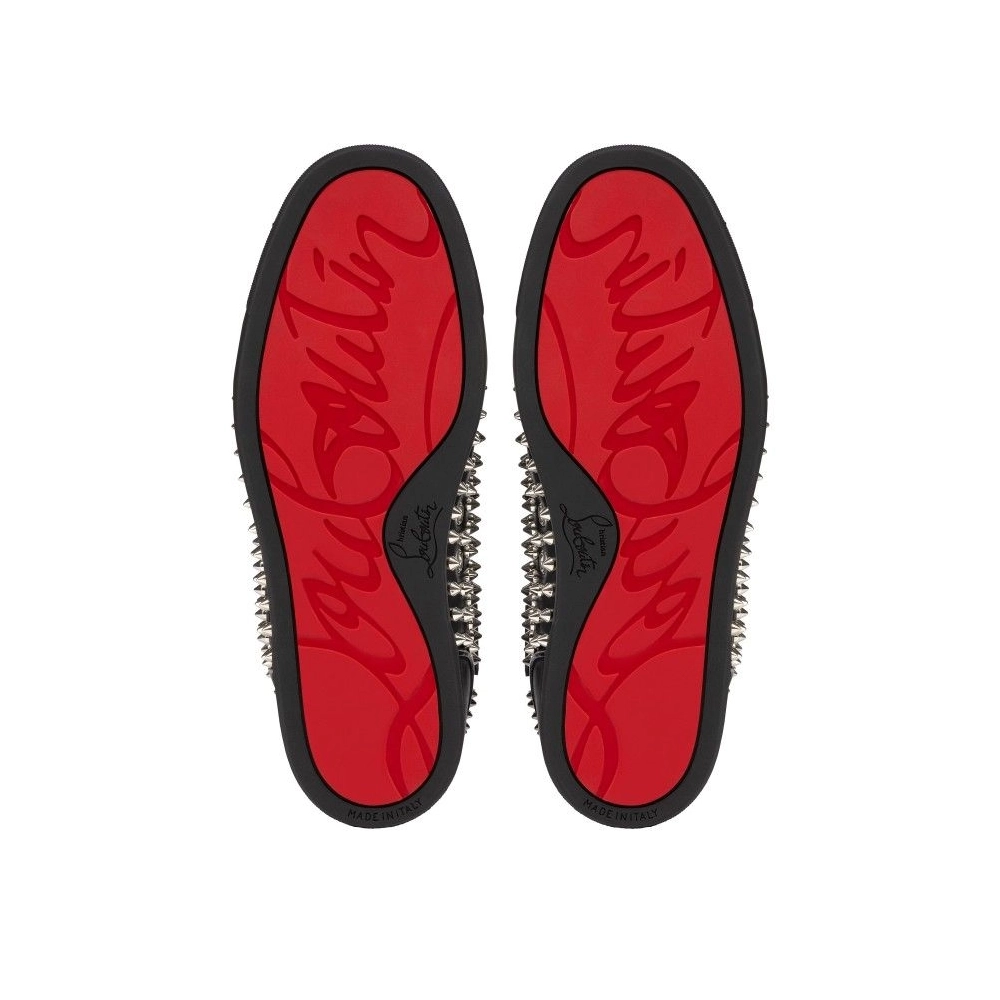 Fake Christian Louboutin Louis Night Spikes High-Top Sneakers Calf and Nappa Leather Black
