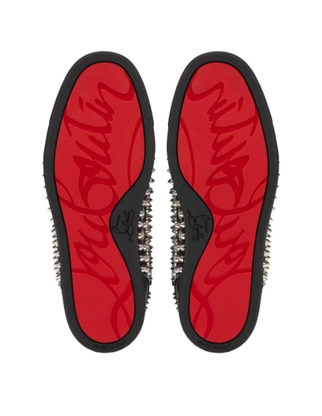 Fake Christian Louboutin Louis Night Spikes High-Top Sneakers Calf and Nappa Leather Black