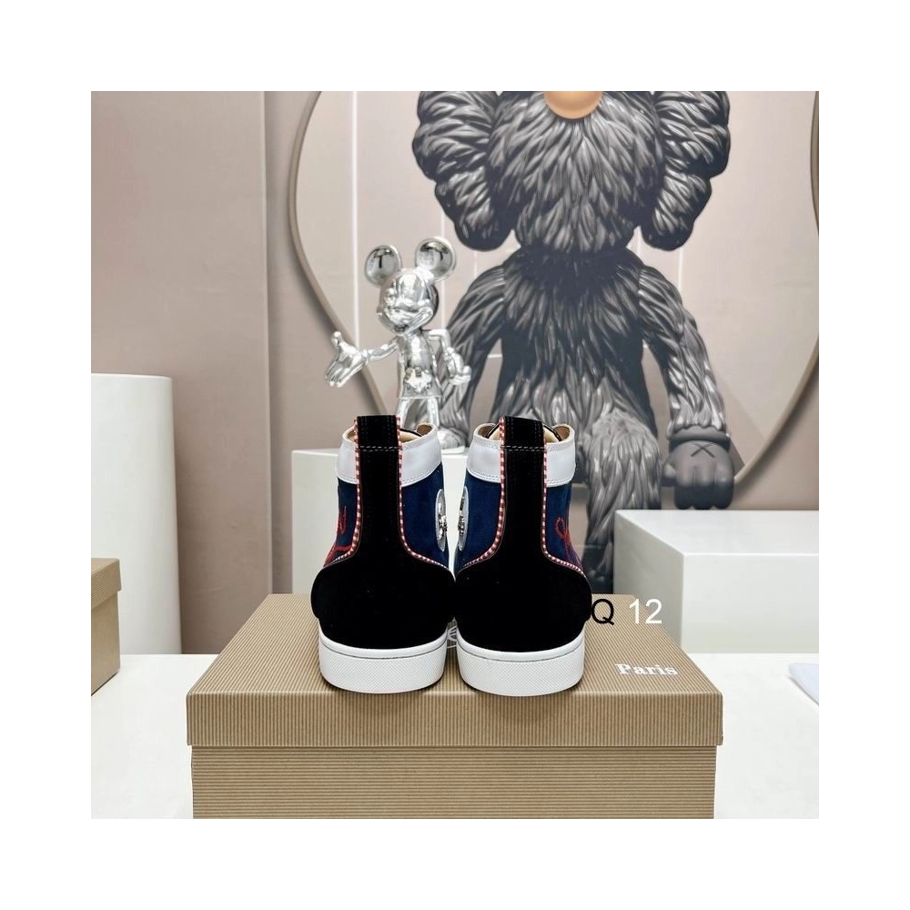 Discount Christian Louboutin Louis High-top Sneakers Suede and Leather Multicolor Outlet