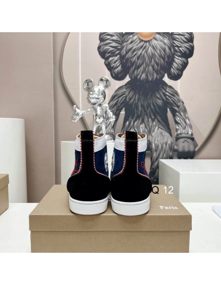 Discount Christian Louboutin Louis High-top Sneakers Suede and Leather Multicolor Outlet