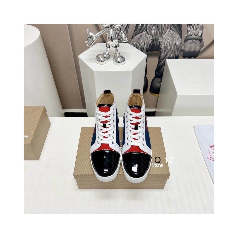 Discount Christian Louboutin Louis High-top Sneakers Suede and Leather Multicolor Outlet