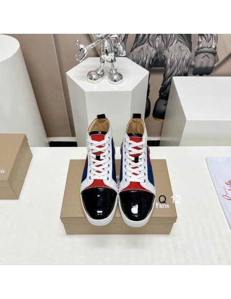 Discount Christian Louboutin Louis High-top Sneakers Suede and Leather Multicolor Outlet