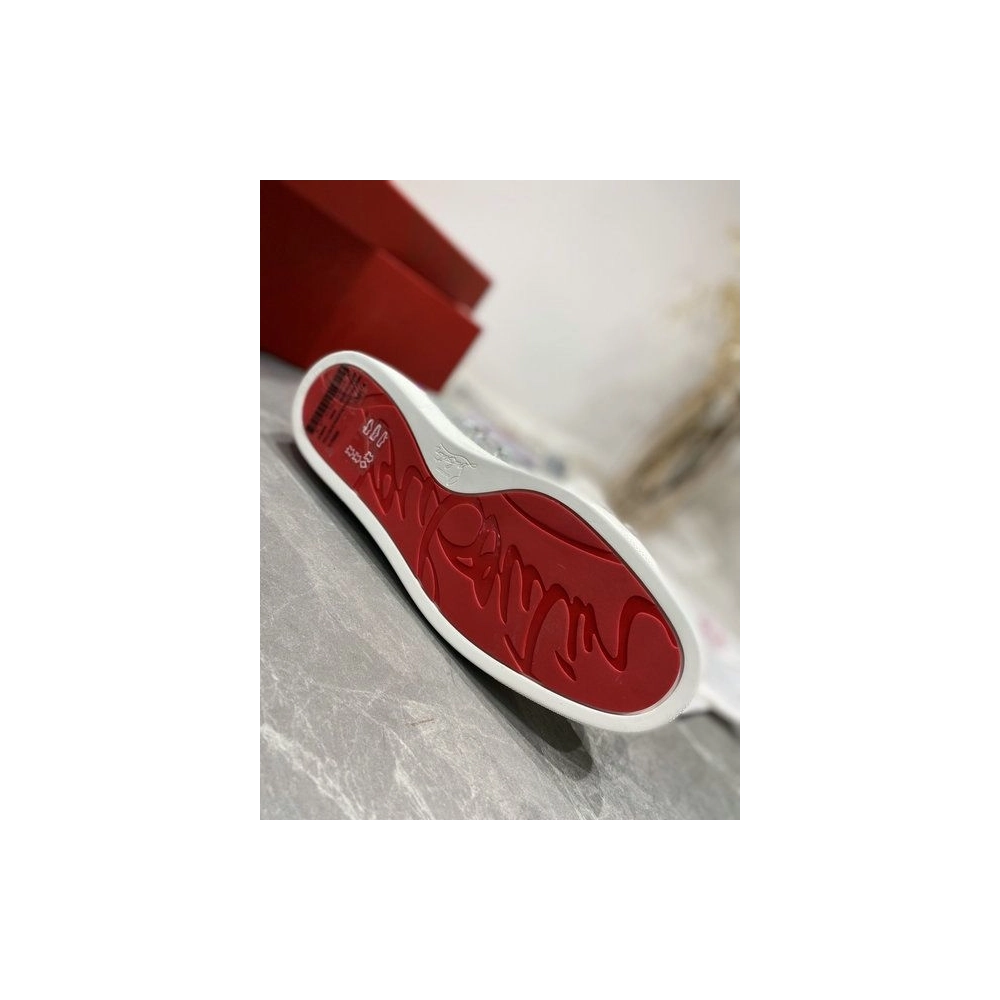 Christian Louboutin Louis Strass High-top Sneakers Iridescent Leather and Strass Silver