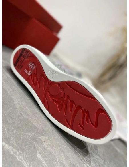 Christian Louboutin Louis Strass High-top Sneakers Iridescent Leather and Strass Silver