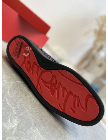 Replica Christian Louboutin Louis Orlato High-top Sneakers Veau Velours and Patent Leather Black