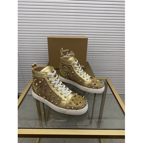 Replica Christian Louboutin Louis Pik Pik Spikes Flat High-top Sneakers, Fake Christian Louboutin Shoes