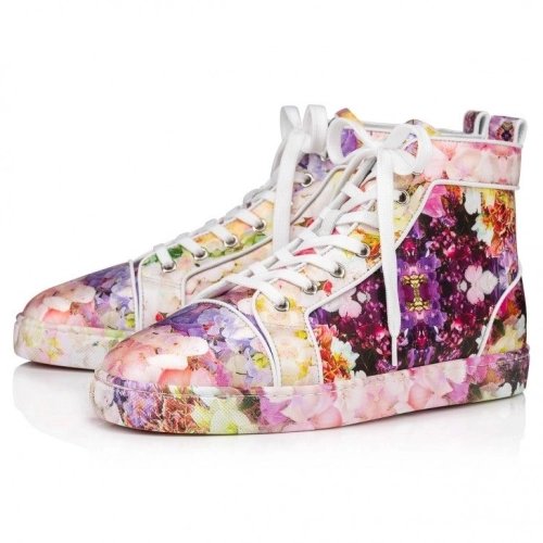 Discount Christian Louboutin Louis High-Top Sneakers Crepe Satin Blooming Print Multicolor Outlet Online