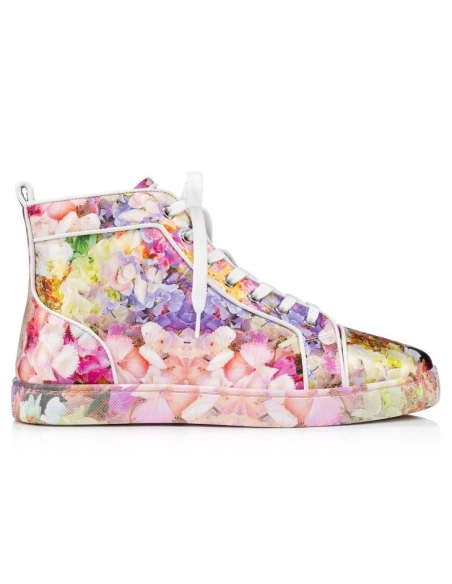 Discount Christian Louboutin Louis High-Top Sneakers Crepe Satin Blooming Print Multicolor Outlet Online