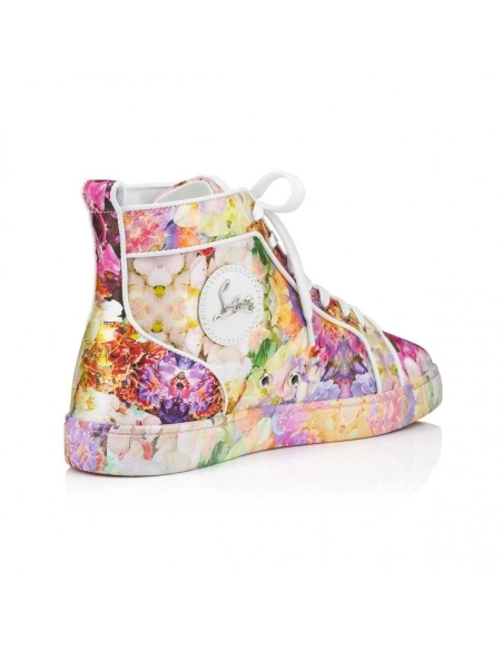Discount Christian Louboutin Louis High-Top Sneakers Crepe Satin Blooming Print Multicolor Outlet Online