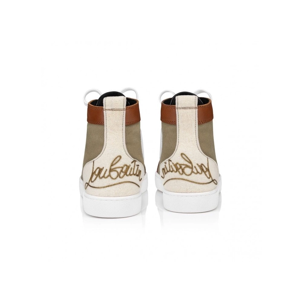 Knockoff Christian Louboutin Fun Louis High-Top Sneakers Calf Leather And Olona Canva Multicolor