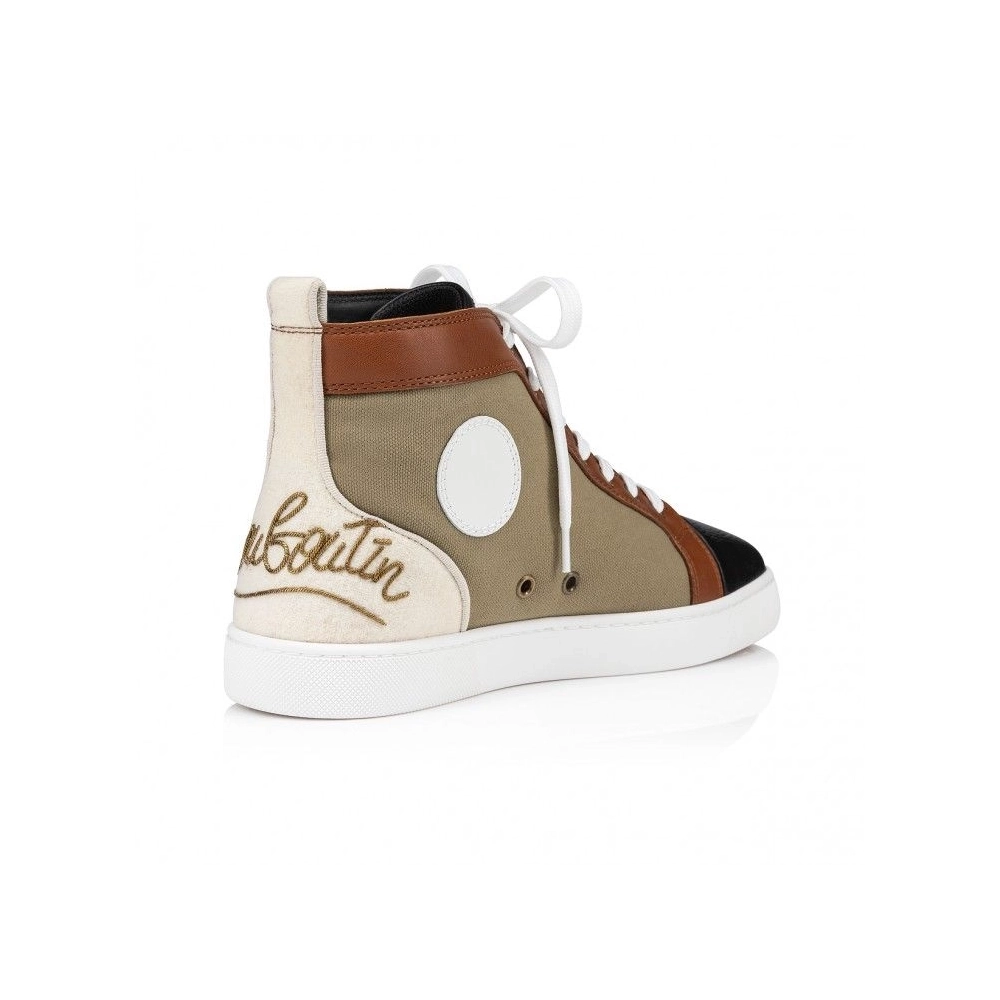 Knockoff Christian Louboutin Fun Louis High-Top Sneakers Calf Leather And Olona Canva Multicolor