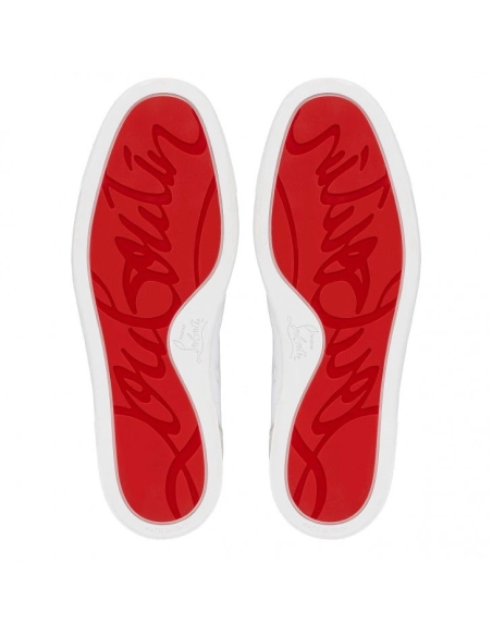 Replica Christian Louboutin Fun Louis High-Top Sneakers Olona Canva White, Fake Christian Louboutin Shoes