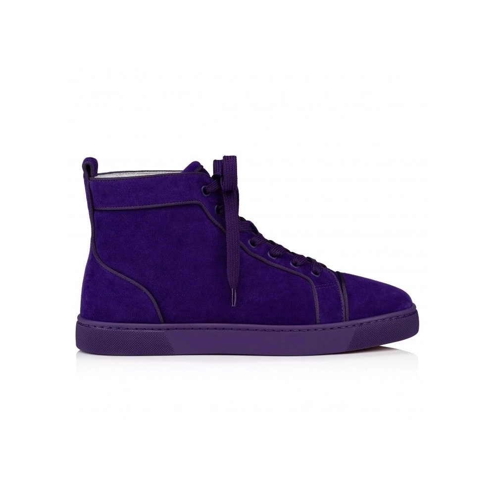 Discount Christian Louboutin Louis Orlato High-Top Sneakers Veau Velours Jacaranda Outlet, Cheap CL Shoes for Sale