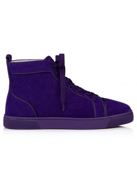Discount Christian Louboutin Louis Orlato High-Top Sneakers Veau Velours Jacaranda Outlet, Cheap CL Shoes for Sale