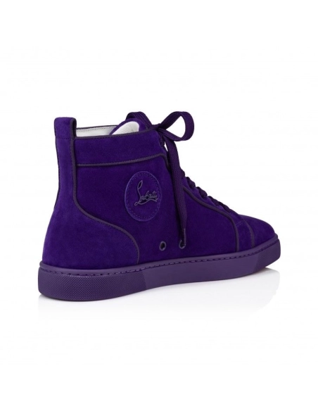 Discount Christian Louboutin Louis Orlato High-Top Sneakers Veau Velours Jacaranda Outlet, Cheap CL Shoes for Sale