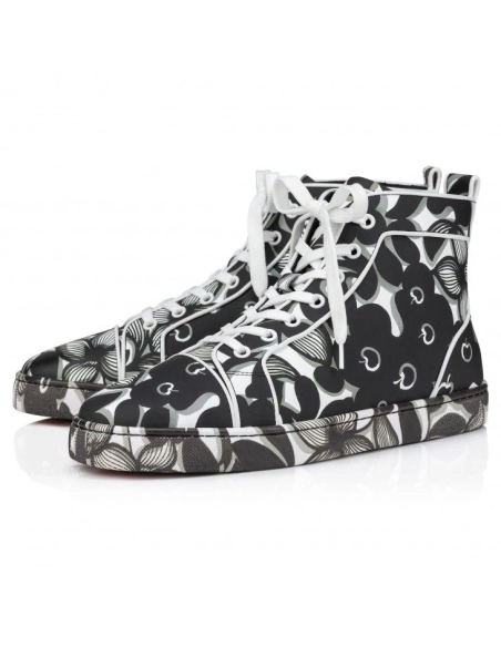 Cheap Christian Louboutin Louis Orlato High-Top Sneakers Petunia Calf Leather And Rubber Black