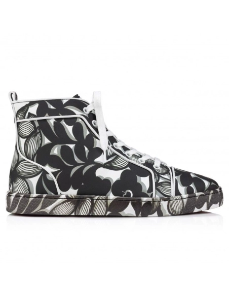 Cheap Christian Louboutin Louis Orlato High-Top Sneakers Petunia Calf Leather And Rubber Black