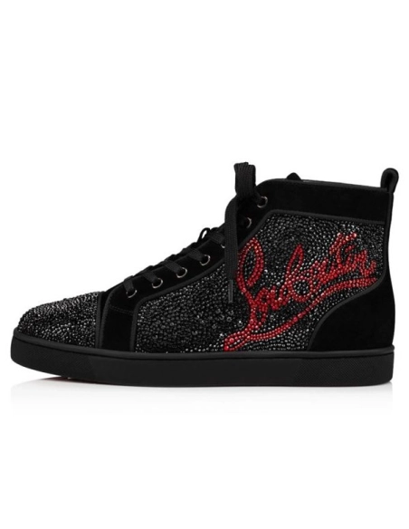 cheap Christian Louboutin Navy Louis Black/indiam Siam Strass Flat sale