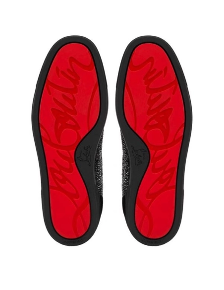 cheap Christian Louboutin Navy Louis Black/indiam Siam Strass Flat sale