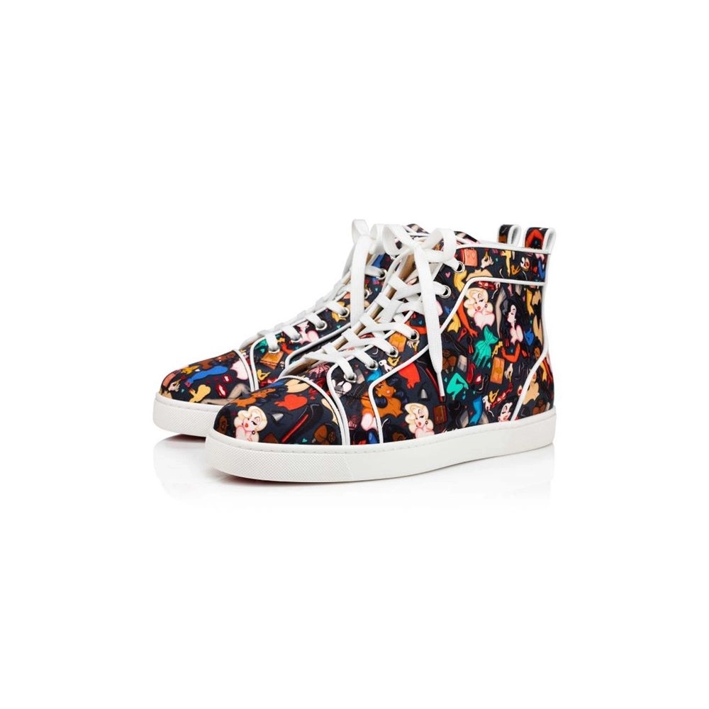 cheap Christian Louboutin Louis Orlato Black-multi/bianco Crepe Satin sale