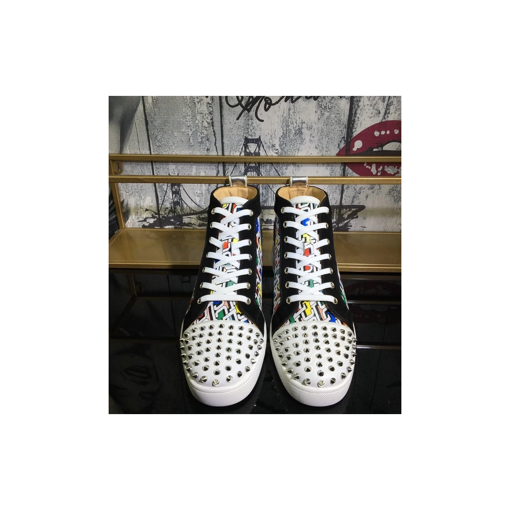 Cheap Christian Louboutin Lou Spike Orlato High-top Sneakers Cl Logo Multicolor on Sale