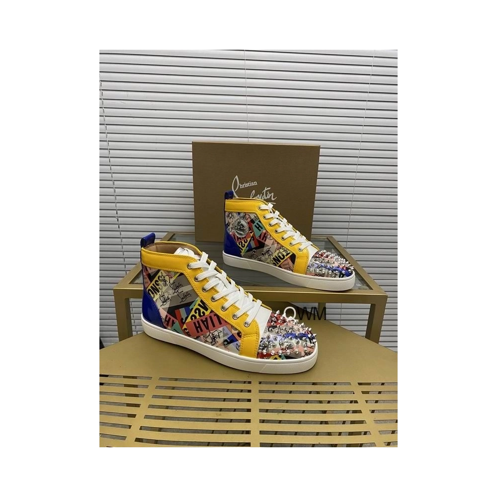 Discount Christian Louboutin Lou Spikes Loubiballage High-top Sneakers With Spikes In Version Multi