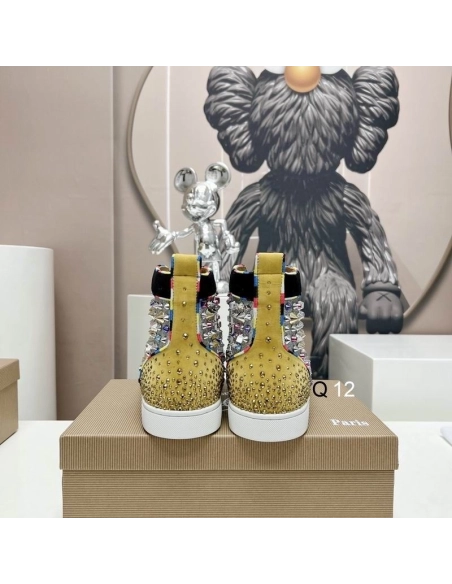 Fake Christian Louboutin Lou Spikes High-top Sneakers Patent Leather Multicolor