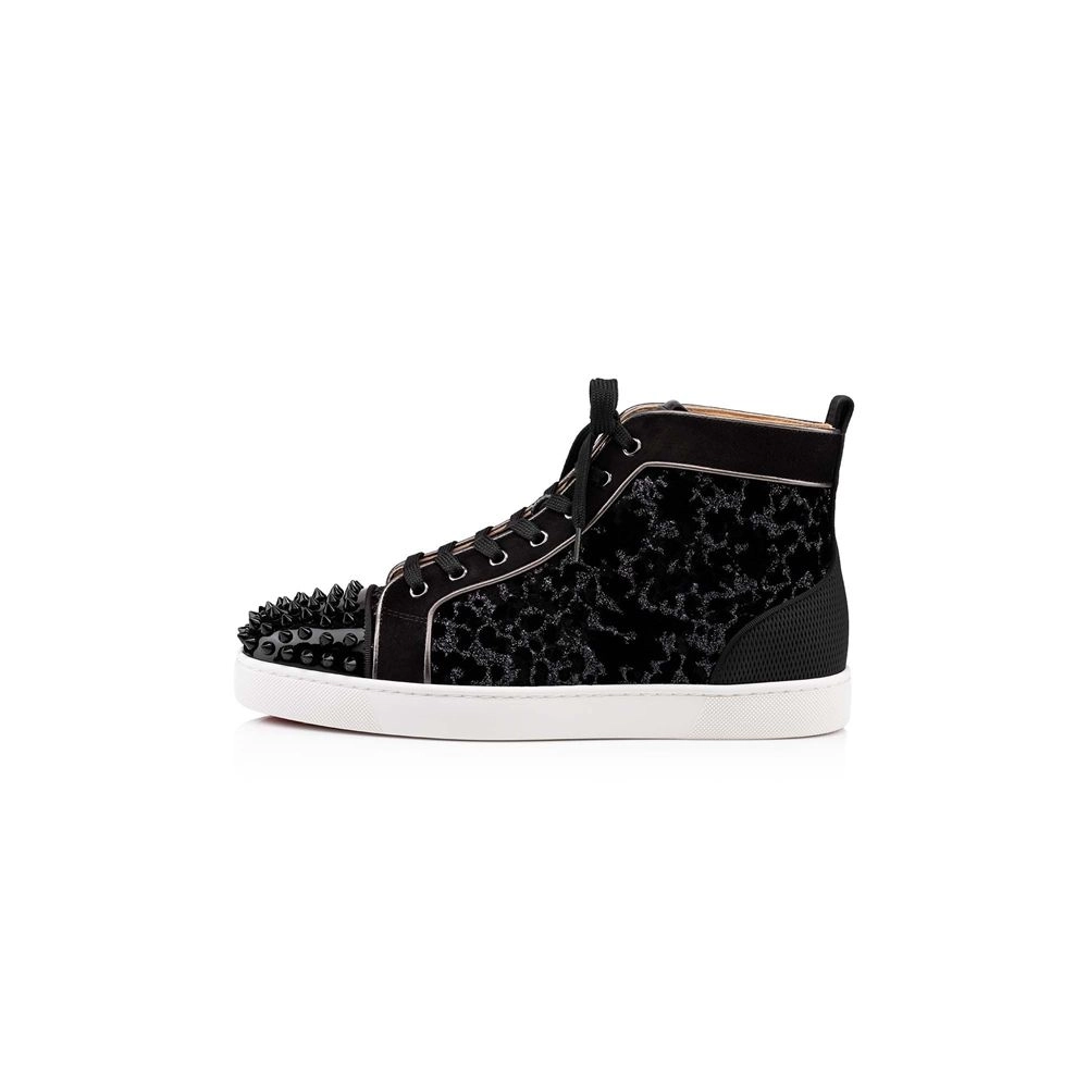 Christian Louboutin Lou Spikes Black/dk Gun Velvet
