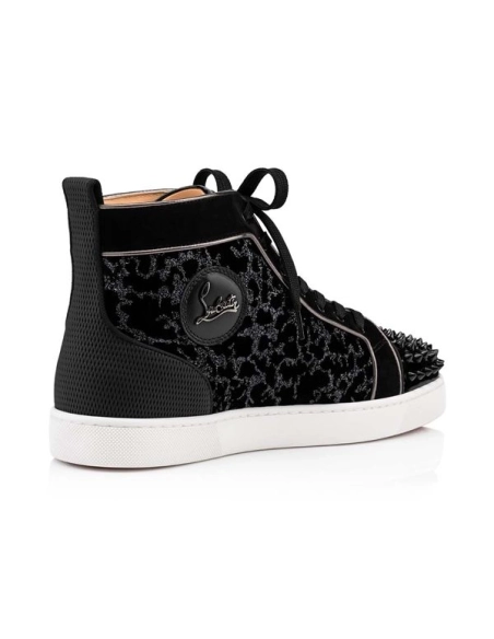 Christian Louboutin Lou Spikes Black/dk Gun Velvet