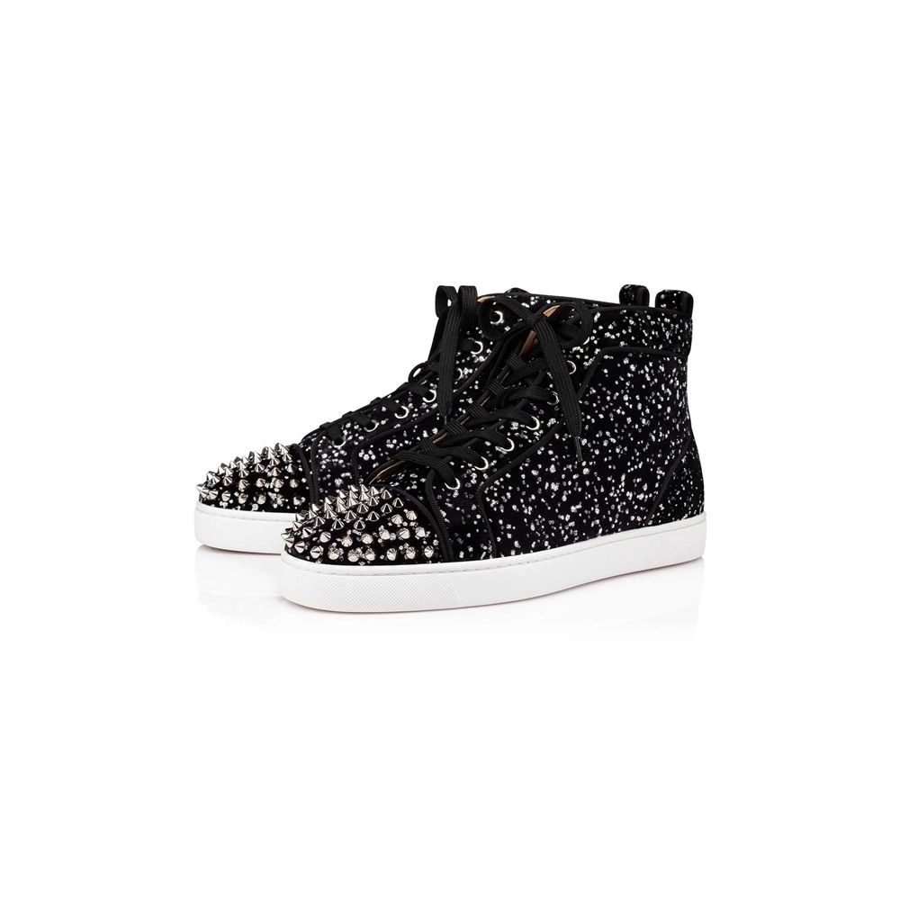 Christian Louboutin Lou Spikes  Black/silver Velvet
