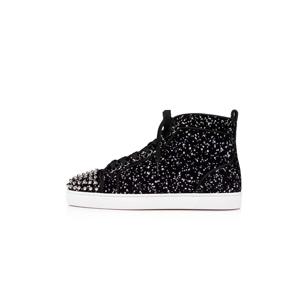 Christian Louboutin Lou Spikes  Black/silver Velvet